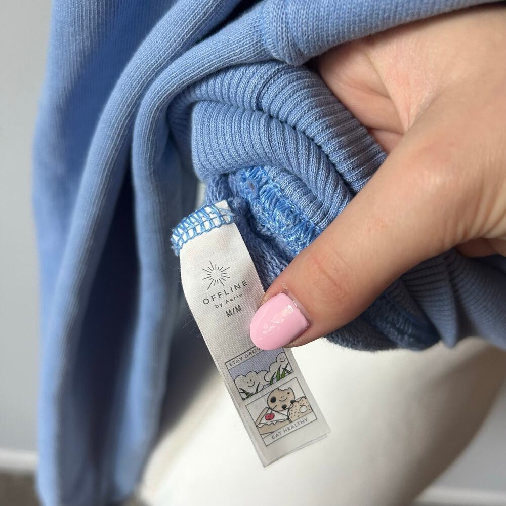 Offline by Aerie Blue Collared Zip Up Cropped Sweatshirt Athleisure Size M - Picture 7 of 8